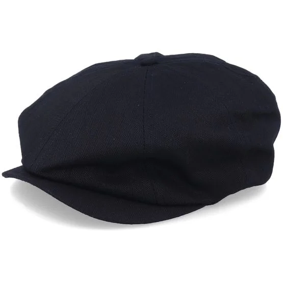 Brixton - Schwarz flatcap Cap - Brood Black Snap Cap @ Hatstore - Herren Schiebermütze Schwarz Größe M 58cm Textil