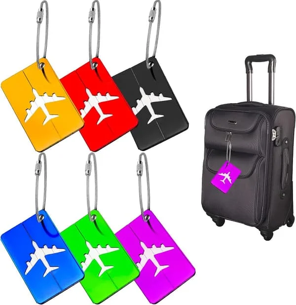 6 stk. bagasjelapper for kofferter med navnelapp, bagasjemerke, koffert, reise, fly, bagasje, håndveske, bagasje PVC-etiketter for reisetilbehør (6