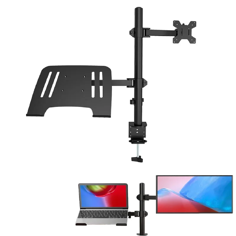AliExpress - Monitorbevestigingsset Dubbele Monitorarm met Laptopblad voor 13 tot 27 inch computerschermen Ergonomische bureaustandaard voor 