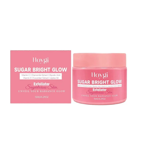 Sugar Bright Glow Body Exfoliator, Naturlig Sukkerscrub med C-vitamin og Jojobaolie, Fugtgivende Eksfolierende Scrub