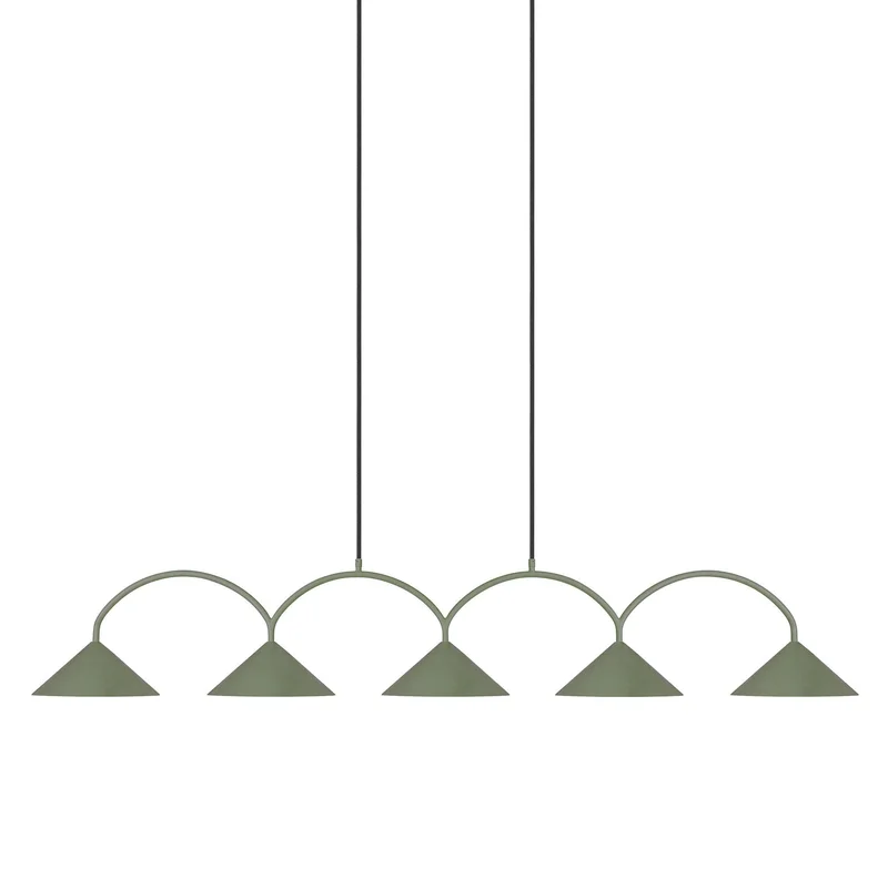 Globen lighting Pendel Curve 5 lampe, grøn | KitchenOne
