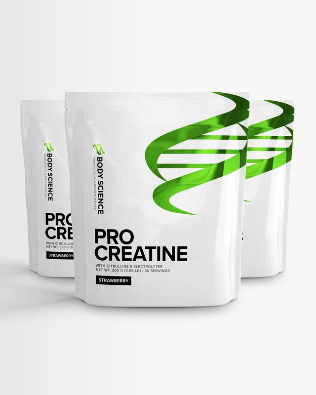 3 x Kreatin - 300 g - Unflavoured - Body Science 3-pH-CM - Kreatin monohydrat, Buffrat kreatin