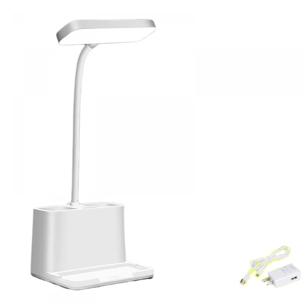 Liten LED-skrivbordslampa, skrivbordslampor för hemmakontor, vitt skrivbord