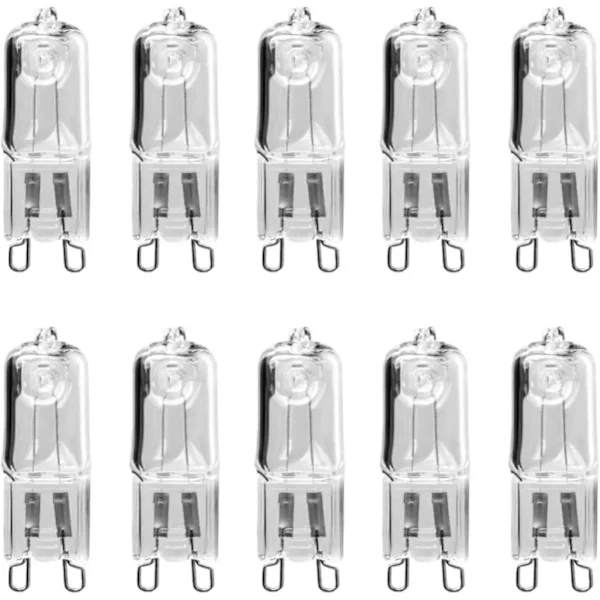 10-pack G9 halogenlampor 18W varmvitt ljus för taklampor och bordslampor