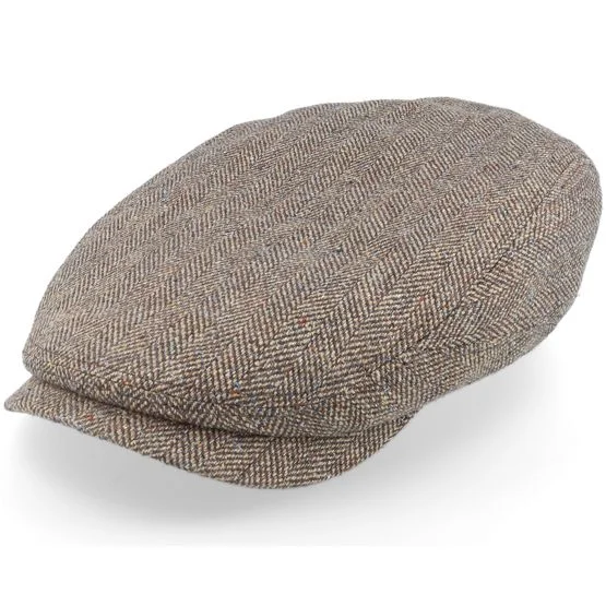 Stetson - Bruin flatcap Cap - Driver Cap Silk Brown Flat Cap @ Hatstore