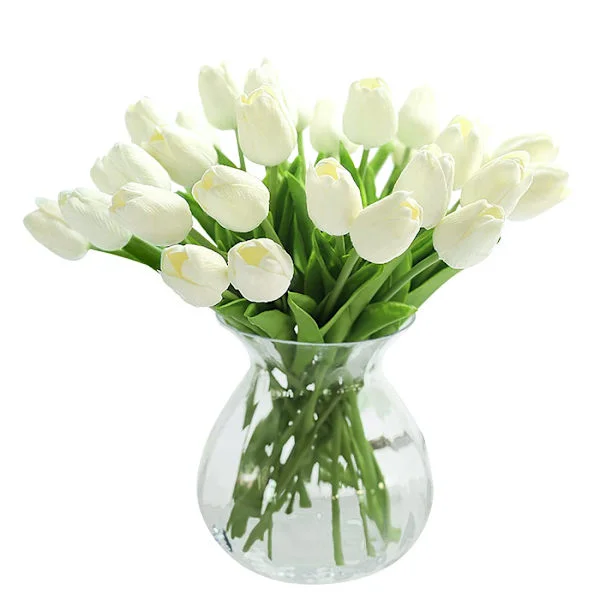 10 stk. PU Real Touch Latex Kunstige Tulipaner Falske Tulipaner Blomster Buketter Blomsterarrangementer til Hjem, Værelse, Bryllupsbuket, 