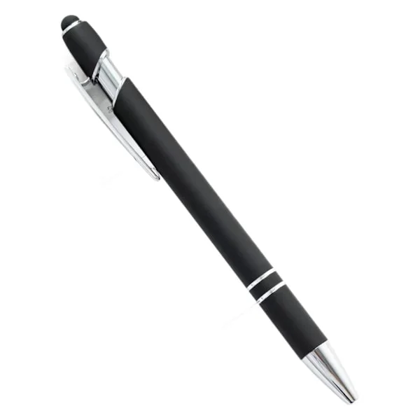Bribobo 8 Pak Sort Kuglepen 2-i-1 Stylus - Udtrækkelig Metalpen Med Stylusspids til Touchskærme, 1,0 mm Sort Blæk