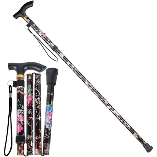 Gåstav, hopfällbara gåstavar, bärbara gåstavar för vandring, bergsklättring, äldre (justerbar 84 cm - 95 cm)