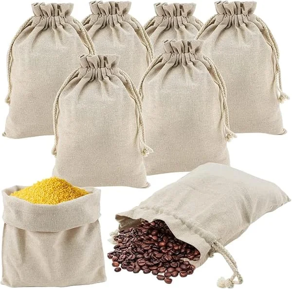 Bomuldspose 8 Stykker Bomulds Snørepungposer 25 x 30 cm Brødposer Genanvendelige Grøntsagsfrugtposer Grøntsagsnet Shoppingposer DIY Grøntsagsnet