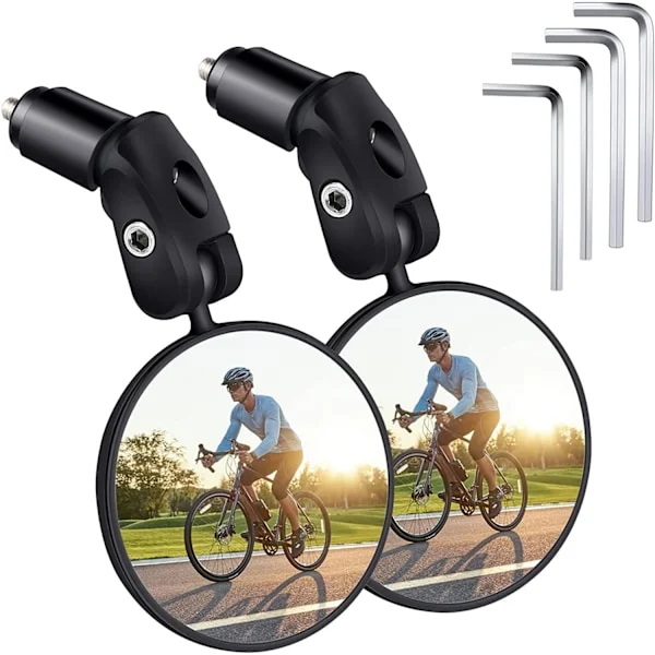 Sykkelbakspeil, 2 sykkelspeil, konveks 360° justerbart speil, sykkel med bakspeil, roterbart speil, konveks speil for terrengsykkel [GKS]