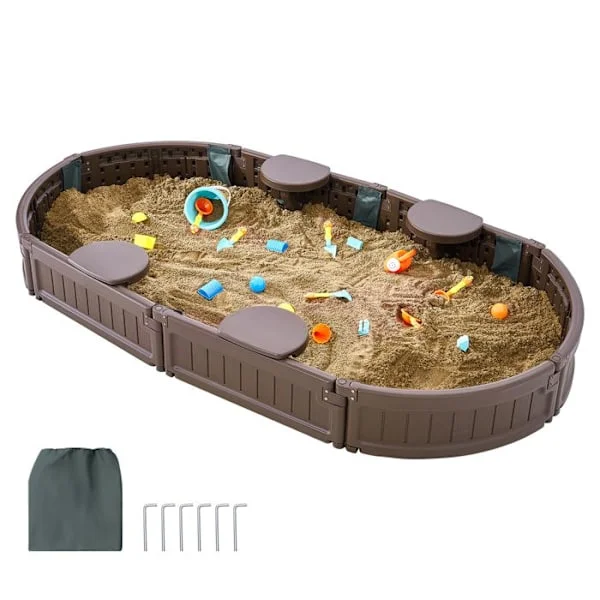 Sandkasse - DUOKU - Oval - 1830 x 1055 x 230 mm - 4 Sæder - HDPE Plast