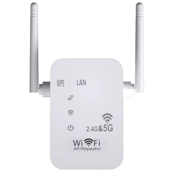 5G + 2.4G 1200Mbps Trådlös WiFi Repeater Dubbla Antenner Signal Förstärkare Lång Räckvidd Extender..