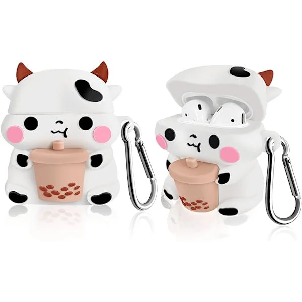 1 st Airpods 1&2 fodral, mjukt silikon 3D sött roligt cool kul kul