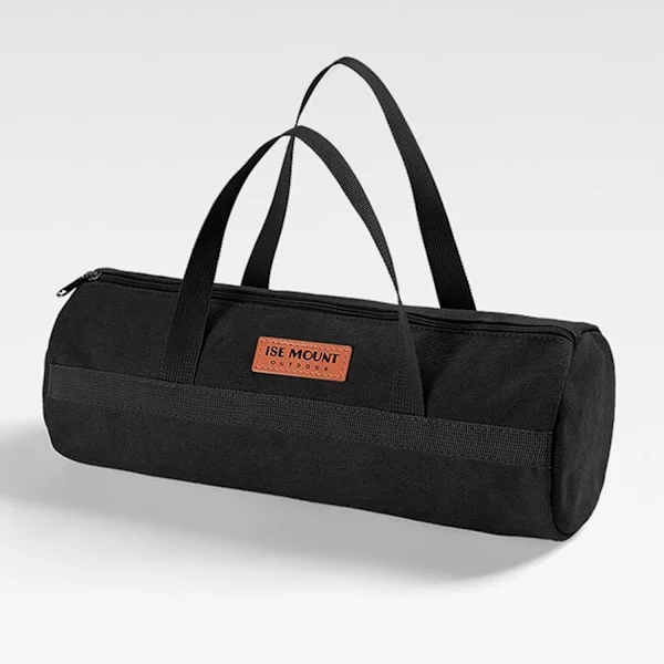 Teltspændepose, Dobbeltlags Teltspænde Opbevaringspose, Campingtilbehør Stor Kapacitet Canvas Værktøjspose med Lynlås (40cm Sort)