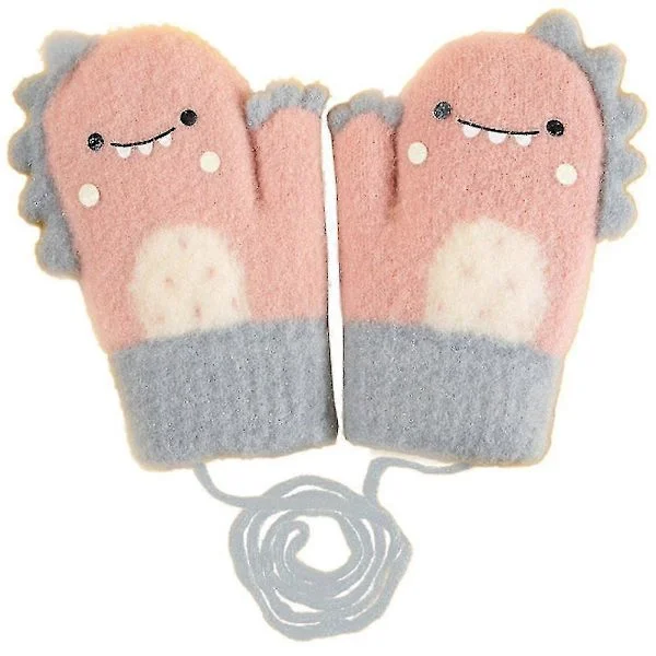 Småbarn Barn Varme Vinterhansker med Fulle Fingre Baby Tykke Fleeceforede Skihansker Rosa
