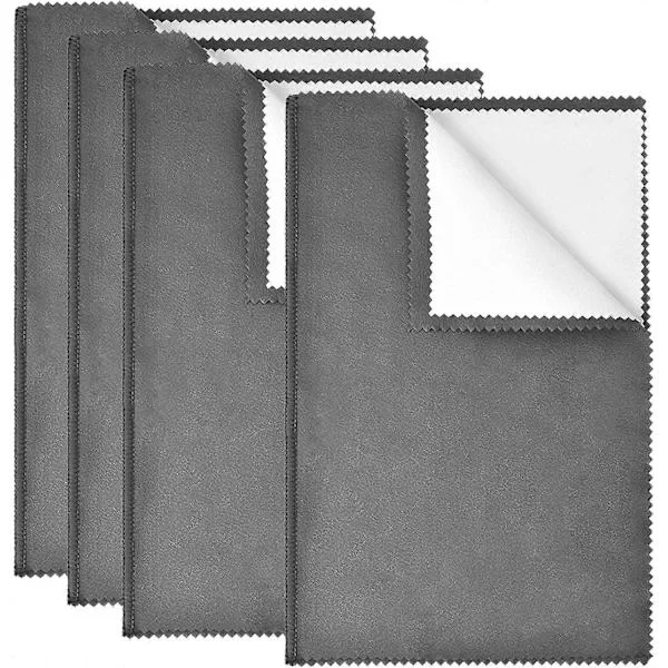 4 stk. Smykkepudseklud Stor 10' x 12' til Sterlingsølv Smykker Guld, Diamant, Platin, Ædelsten, Mønter (Mørkegrå)