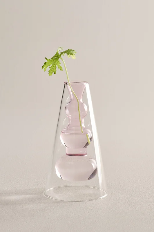 Jotex - Pink Wazon Szklany Wysokość 18 Cm Clear /Pink - TILO - Kup Wazony firmy Jotex