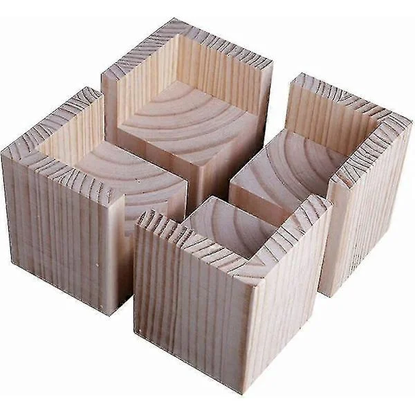 4-pack möbelhöjare i trä, 5x5x5cm säng- och bordslyftfötter benförlängare-FO-