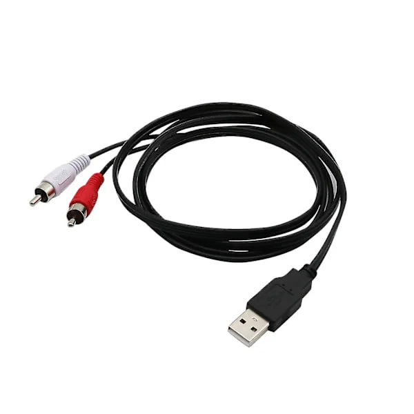 1,5 m USB A Hane Till 2x RCA Phono Hane AV-Kabel Sladd PC TV Aux Ljud Video Adapter