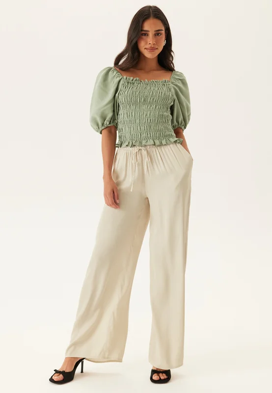 BUBBLEROOM - CC Viscose Satin Trousers - Light beige