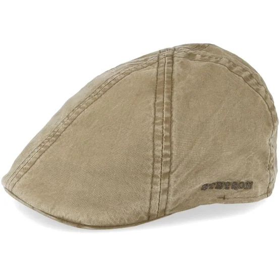Stetson - Beige flatcap Cap - Texas Organic Cotton Khaki Flat Cap @ Hatstore