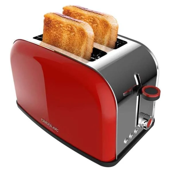 Cecotec Vertikal Brödrost Toastin' time 850 Röd Lite, 850 W, Kapacitet för 2 skivor bröd, Bred springa, Rostfritt stål