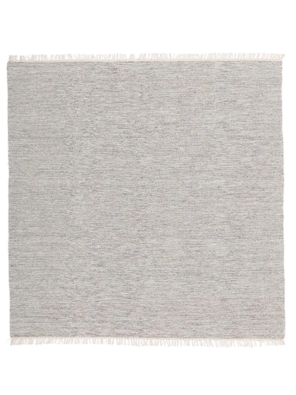 Eén Kleur Melange Grijs Vierkant Vloerkleed Groot Oeko-Tex