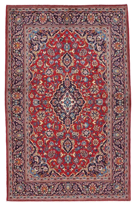 Kashan Rug Hand Knotted 143X223 Dark Red/Black