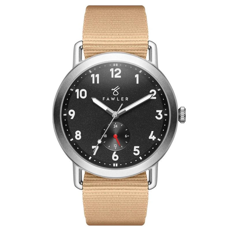 Kronos | Silver-Tone Outdoor Watch With Sand Nylon Strap for Men - Wrist watches