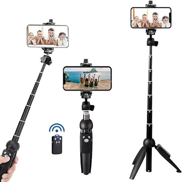 Portabel 40 Tums Selfie Stick Telefonstativ Av Aluminiumlegering Med Trådlös Fjärrutlösare Kompatibel Med Iphone 13 12 11 Pro Xs Max Xr X 8 7 6 Plus, 