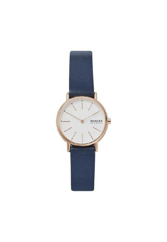 Skagen Signatur Dam, Vit/rosé, Läderrem - Skw2838 Klockor Dam 30 mm