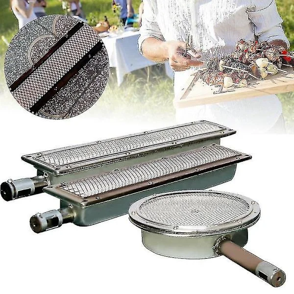 Metal Keramik BBQ Grill med Infrarød Brænder Gasgrill Keramikvarmer Udendørs Madlavning 440*95*5mm 410*80mm 310mm
