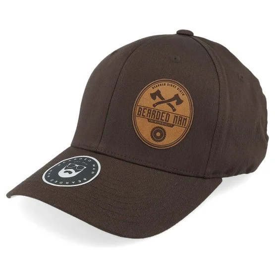 Bearded Man - Brun flexfit Caps - Wood Work Emblem Wooly Combed Brown Stretch Fit @ Hatstore