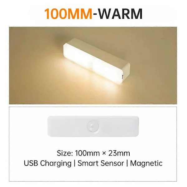 Rörelsesensor Trådlös Underskåp Garderob Lampa Kök Bänk LED Nattlampa 100mm 4 tum Varmvit 100mm4 tum Varmvit
