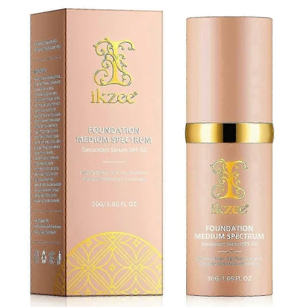 1-3X 4-i-1 Foundation med SPF 50+, fuktighetsgivende fargeskiftende foundation, langvarig og vanntett, middels spektrum for treningsstudio, sport, 