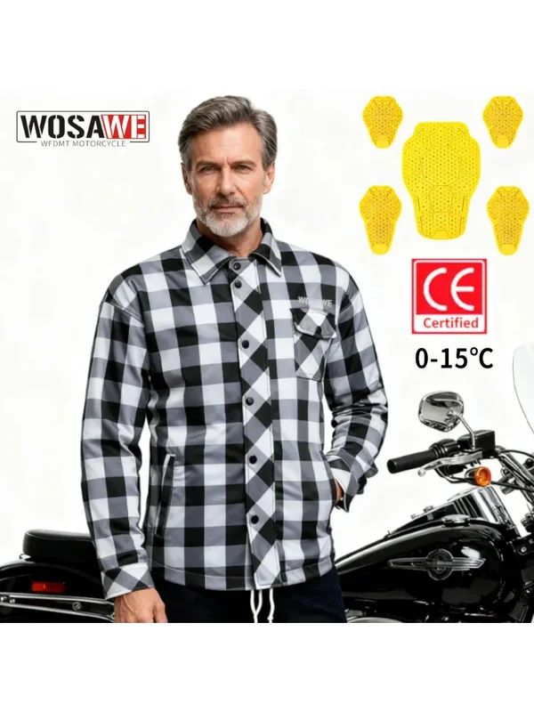 AliExpress - WOSAWE Winter Motorrad Karierte Jacke CE Vollkörper-Schutzjacke Moto Wärmehaltende Retro-Jeansjacke Motocross-Bekleidung