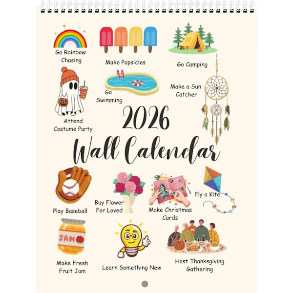 Vægkalender 2026 Vertikal Månedlig Vægkalender 12 Måneders Ophængt Vægplanlægger, 8.3" X 11.7", Tykt Papir, Sødt Design