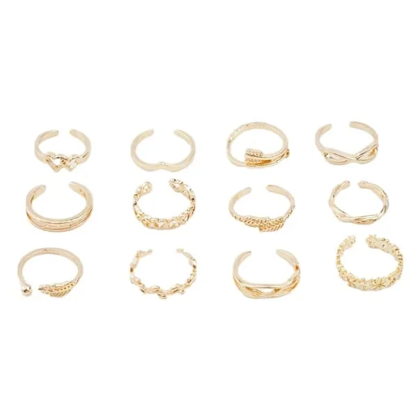 12 stk. tåring knoring sæt til kvinder Retro Boho fodring kvindesæt smykker guld 12 stk.