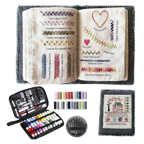 [KK] 2026 New Embroidery Stitch Book Kit, Comes with a Complete Tool Set and Instruction Manual, Perfect for Beginners and Craft Lovers