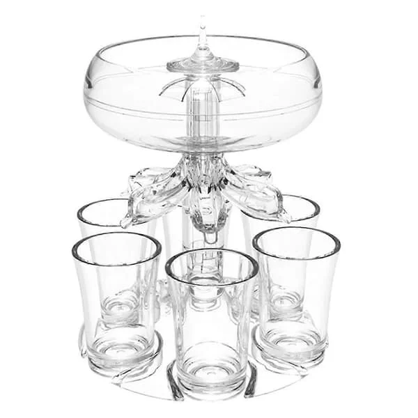 6-Hole Drink Dispenser, Food-Grade, Shatterproof Acrylic with 6 Cups for Home Bar, Party Supplies-FF-