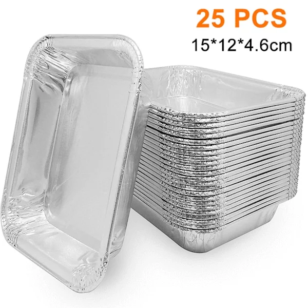 Grillkompatibla droppformar, bulkpaket, aluminiumfolie BBQ-fettformar 15 * 12 * 4,6 cm 25 st