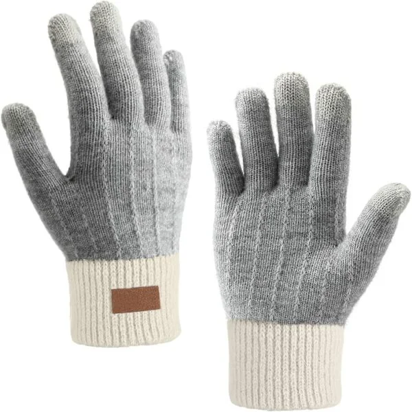 2 set vinter touchscreen handskar, varma elastiska stickade handskar för dam och herr, tjocka handskar i imitation av ull