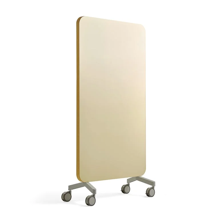Mobil glasstavle MARY med lydabsorbering, H1960 B1000 mm, gul