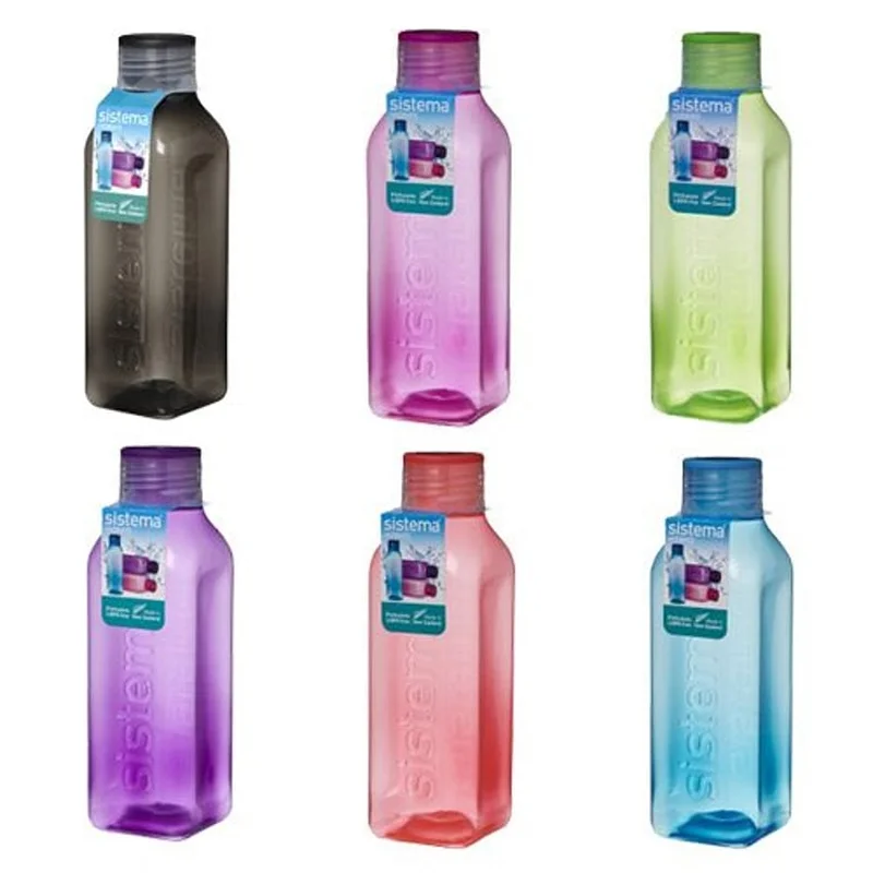 Sistema Drikkedunk m. skruelåg firkantet Assorteret, Sport & Velvære, Drikkedunke & Shakers, Drikkedunke