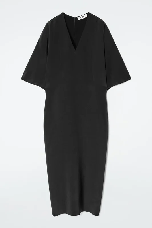 COS Women's Draped Silk Dress in Black