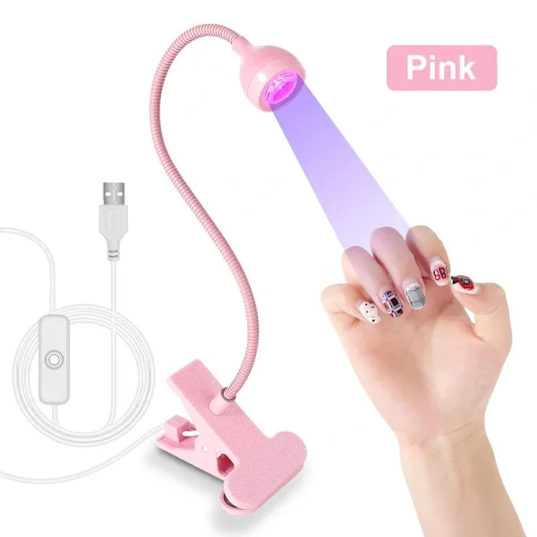 Negle LED UV-lampe for tørking av gel-neglelakk, klemme-på fleksibel stasjonær mini bærbar USB neglelampe UV-lys tørker for manikyrsalong rosa