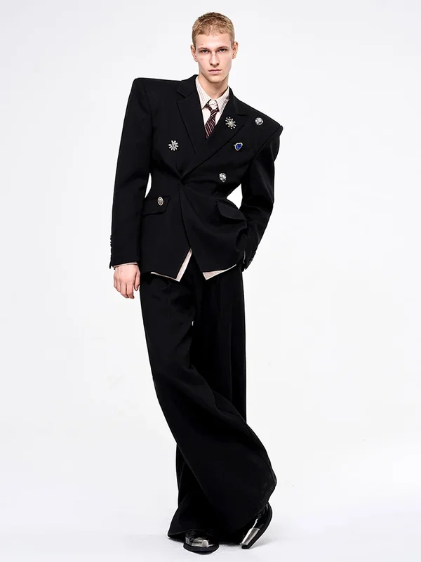 AliExpress - Mauroicardi Frühling Herbst Übergroße Lange Schwarze Fließende Weite Hose für Herren Lose Luxus Designer Kleidung Hosen 2026