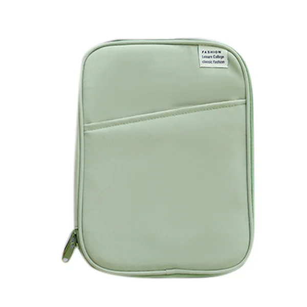 Tablet Sleeve Bag Bærbar Metal Dobbelt Lynlås Mode Bomuld Tablet Opbevaringstaske Beskyttende Sleeve Mappe Grøn 11in