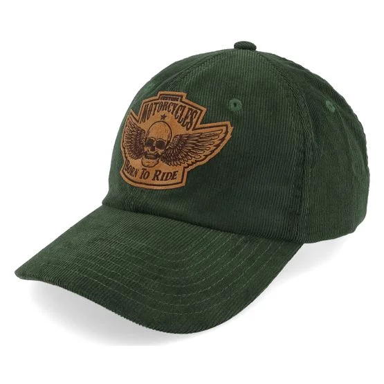 Born To Ride - Grønn unconstructed Caps - Custom Motorcycles Patch Cord Dark Olive Dad Cap @ Hatstore
