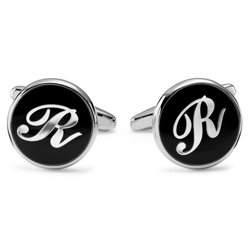 Gemelos con iniciales redondos. Letra R for Men